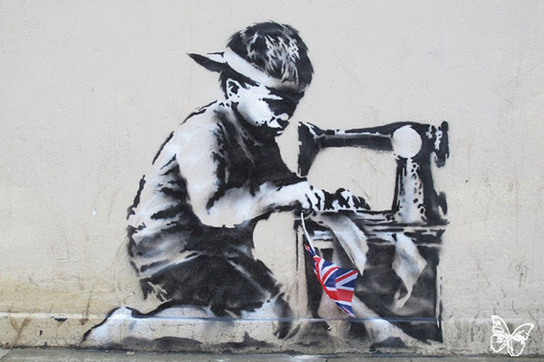 Latest work believe to be by mysterious graffiti artist Banksy .-835622.It is in Turnpike Lane London